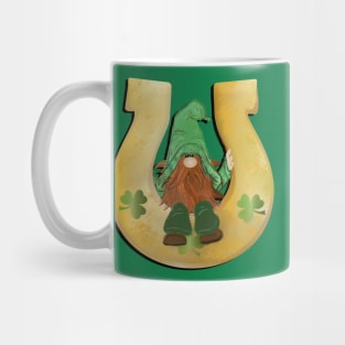 St Patrick's Day Lucky Gnome Design Horseshoe, Shamrocks & Gnomes Mug